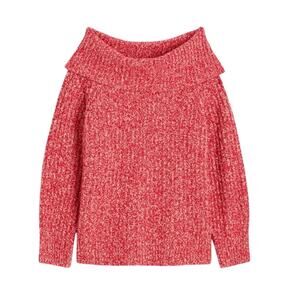Madewell Women’s XS Blush Pink Off Shoulder Chunky Knit Cotton Blend Sweater